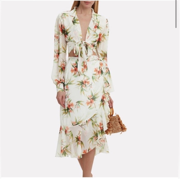 PatBO Floral Print Ruffle Wrap Set - Picture 3 of 16